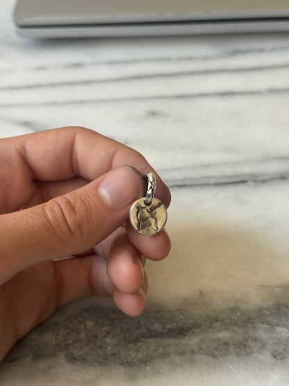 cracked round pendant sterling silver