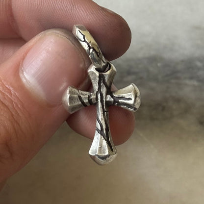 cracked cross pendant sterling silver