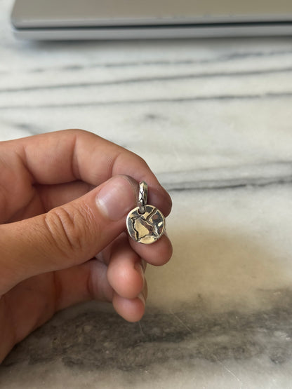 cracked round pendant sterling silver