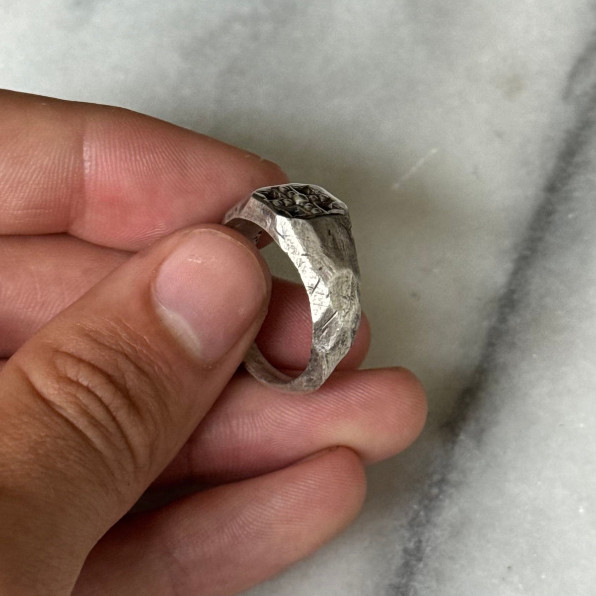 textured silver ring 