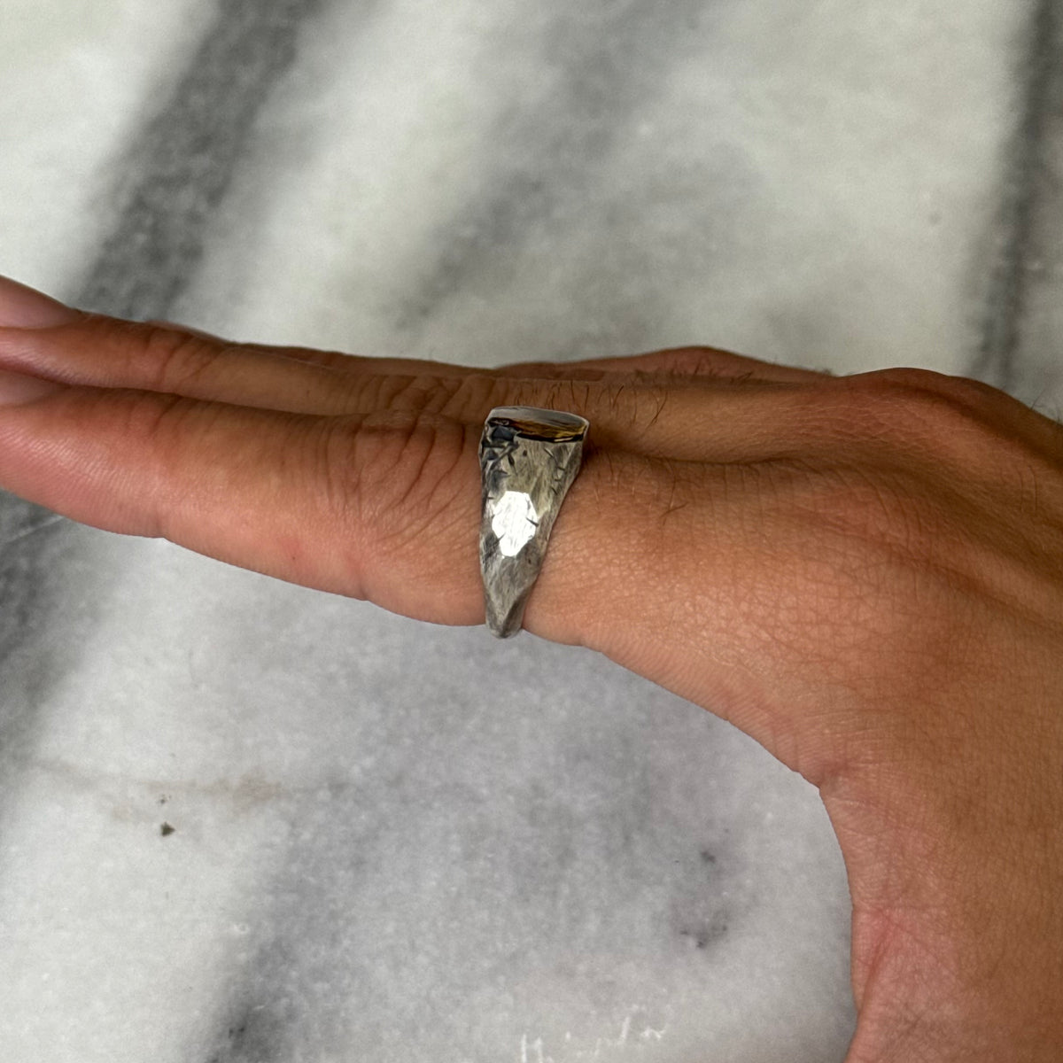 silver hammered ring
