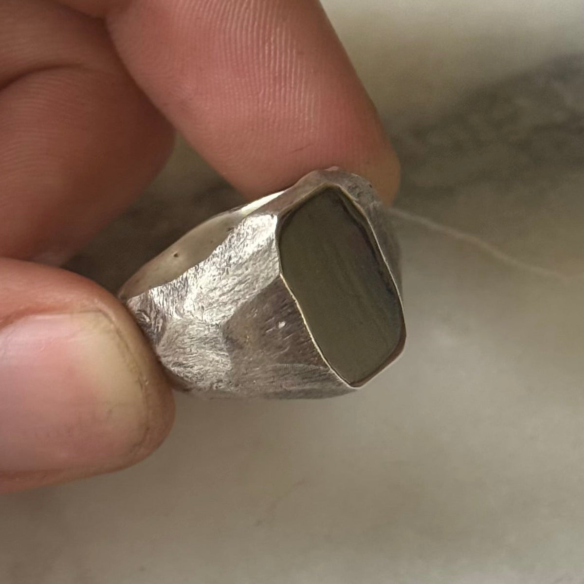large decrepit signet ring sterling silver