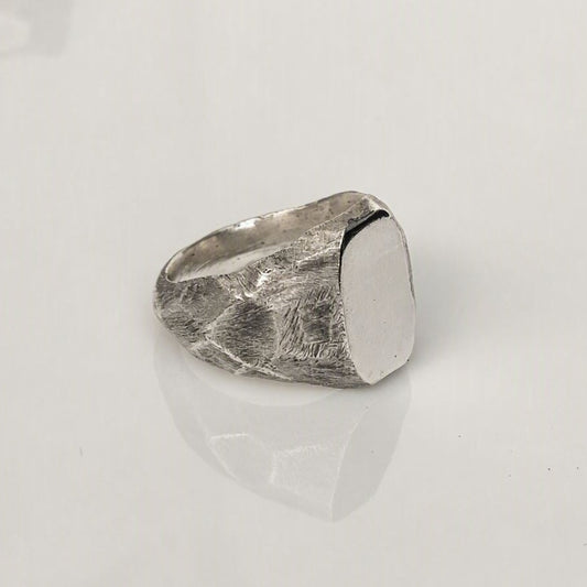 thick heavy silver signet ring or men