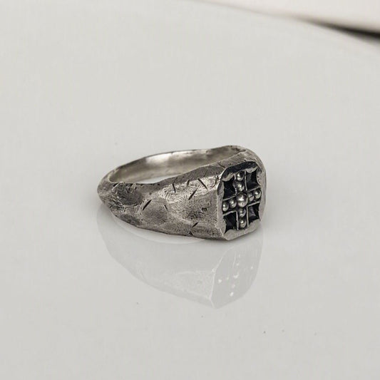 gothic sterling silver signet ring