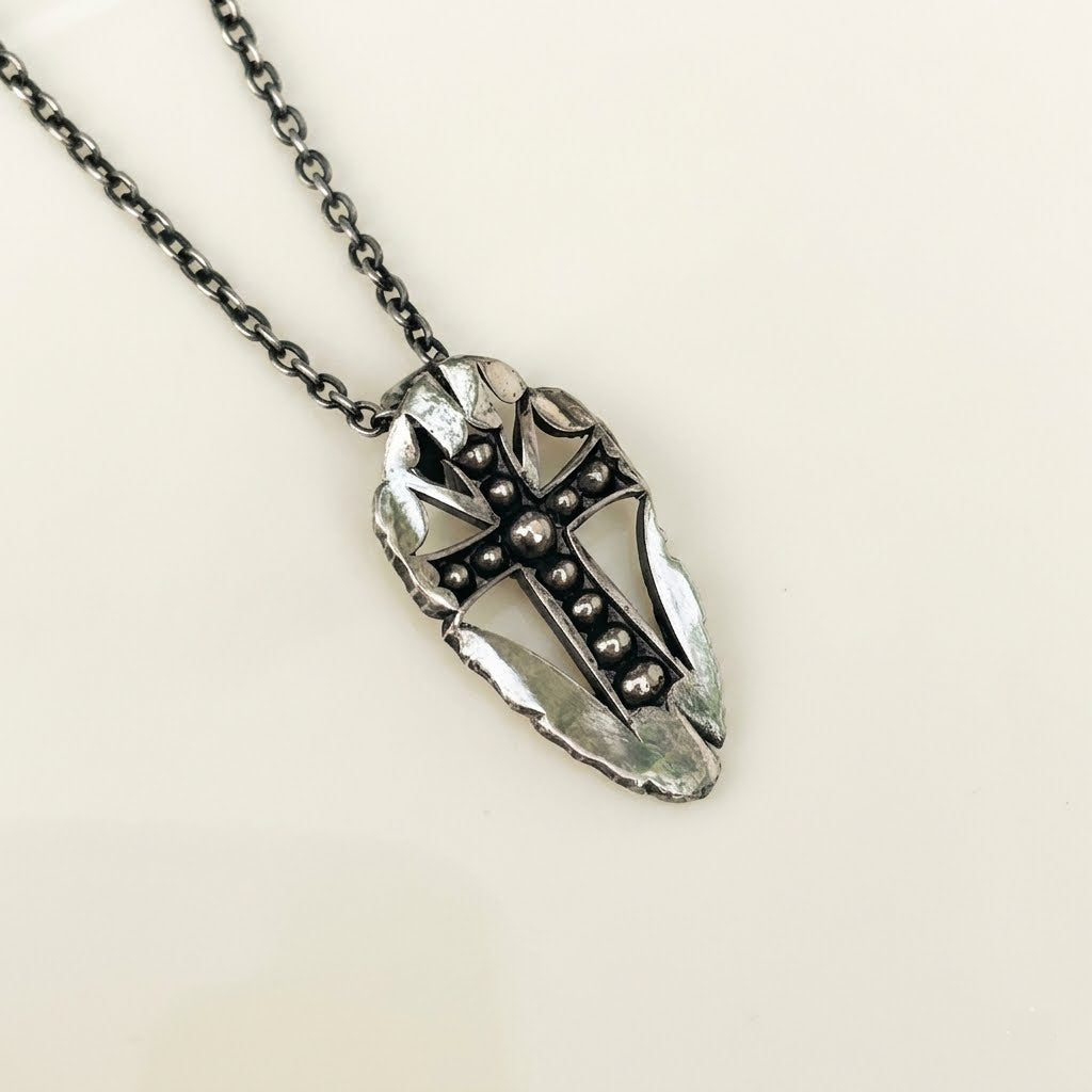 silver cross pendant gothic men 